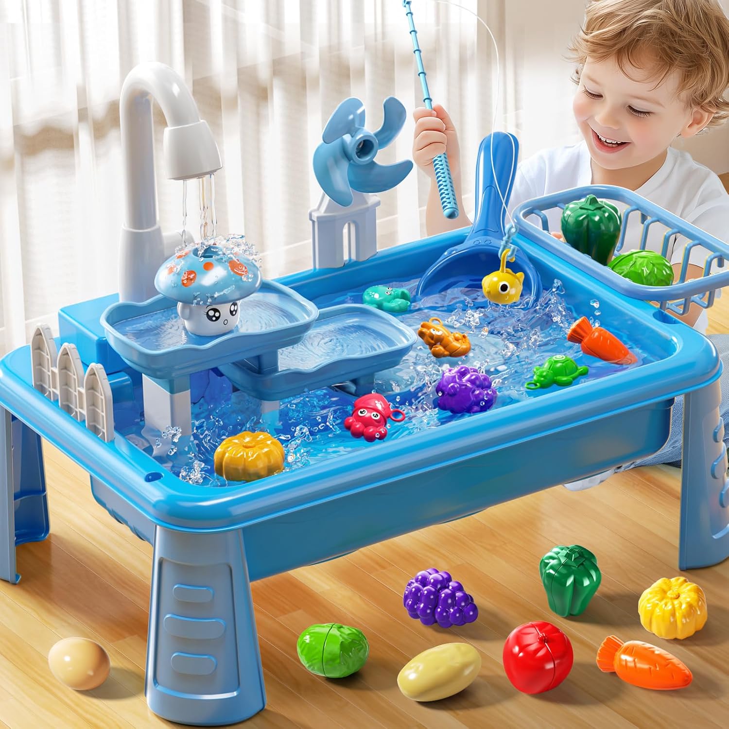 Kids Outdoor Water Play Table - طاولة مياه للأطفال الصغار مع مضخة،