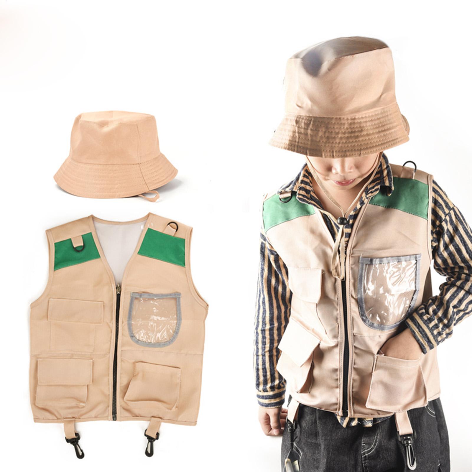 Kids Outdoor Explorer Kit - طقم قبعة وسترة استكشافية للأطفال، مجموعة