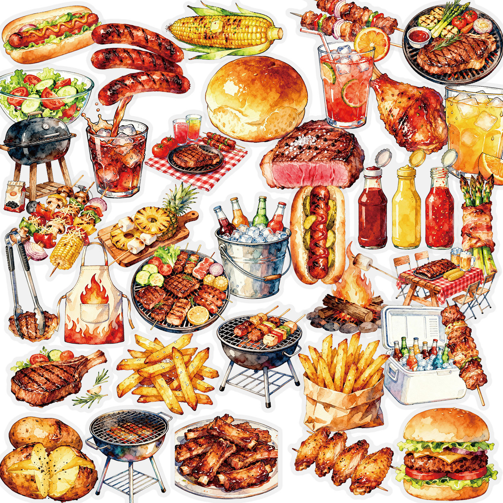Kids Outdoor Bbq - 56 قطعة الشواء اللحوم شفافة الكتابة