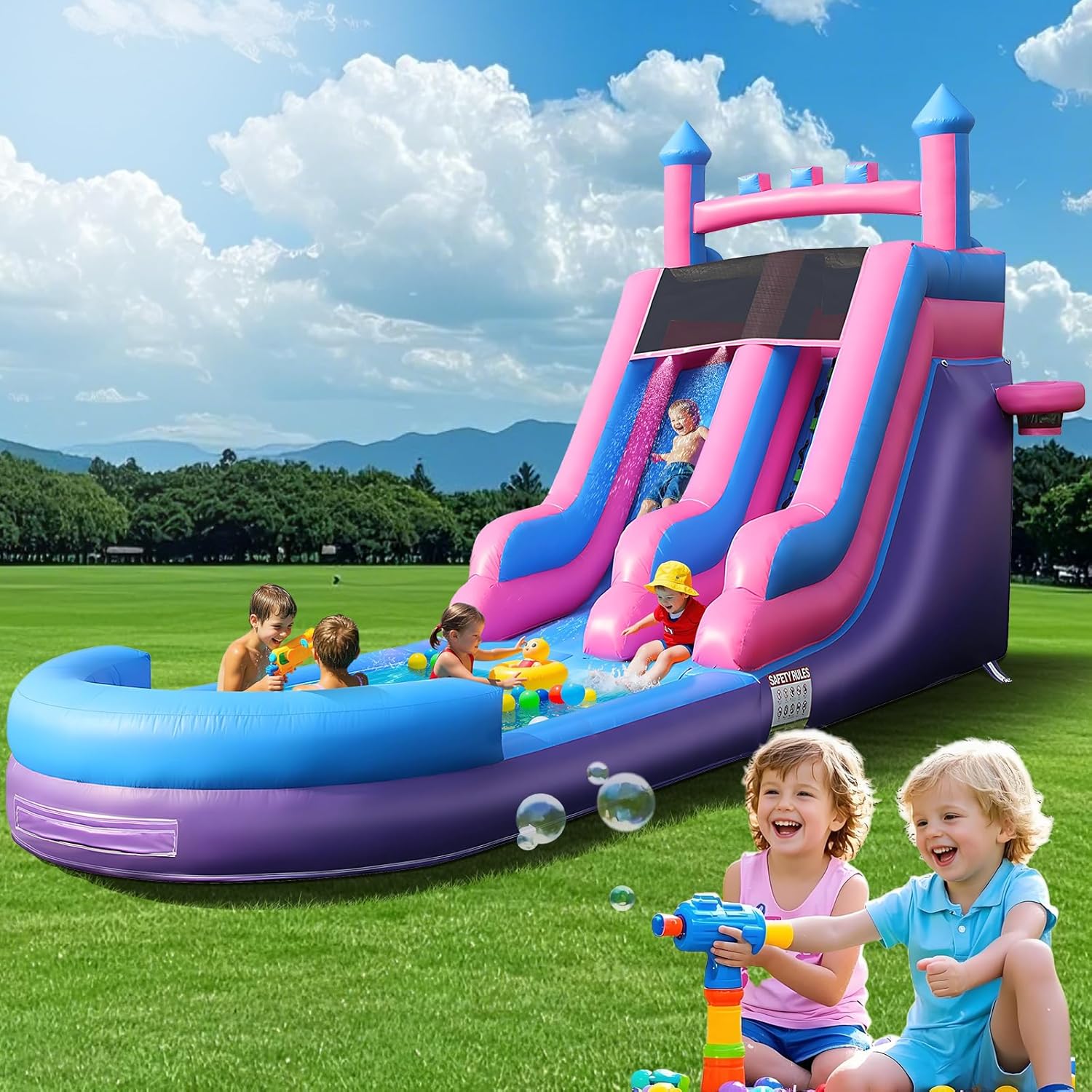 Kids Outdoor Park - زحليقة مائية قابلة للنفخ بطول 26.2