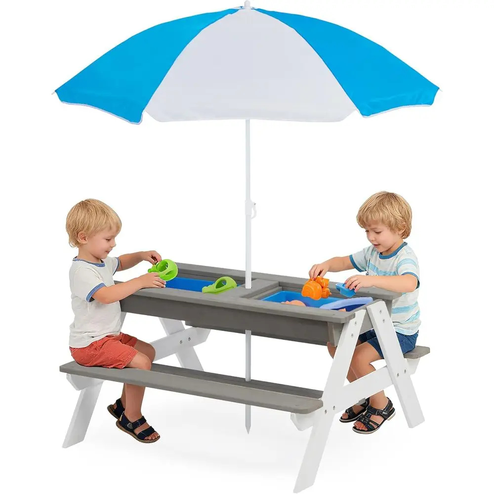 Kids Outdoor Water Play Table - طاولة نزهة خشبية قابلة للتحويل 3