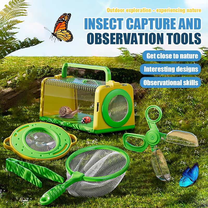 Kids Outdoor Explorer Kit - صندوق مراقبة وصيد الحشرات مع عدسة
