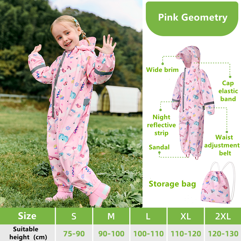 Kids Outdoor Jumpsuit - بدلة مطر للأطفال بتصميم كرتوني، بدلة