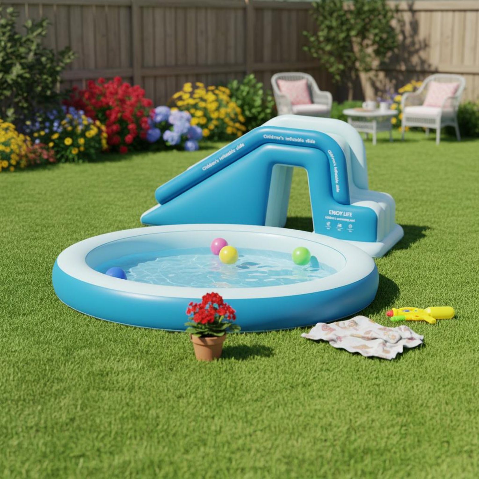 زحليقة مسبح قابلة للنفخ، حديقة - مراجعة Kids Outdoor Park وسعره
