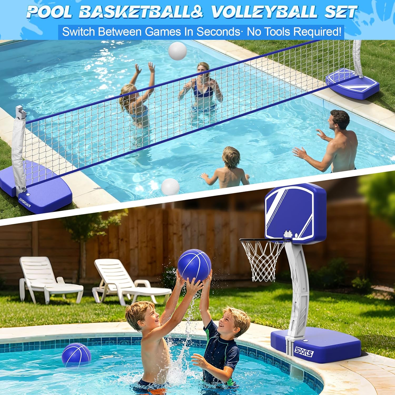 مجموعة 2 في 1: طوق كرة سلة وشب - مراجعة Kids Outdoor Volleyball Net وسعره