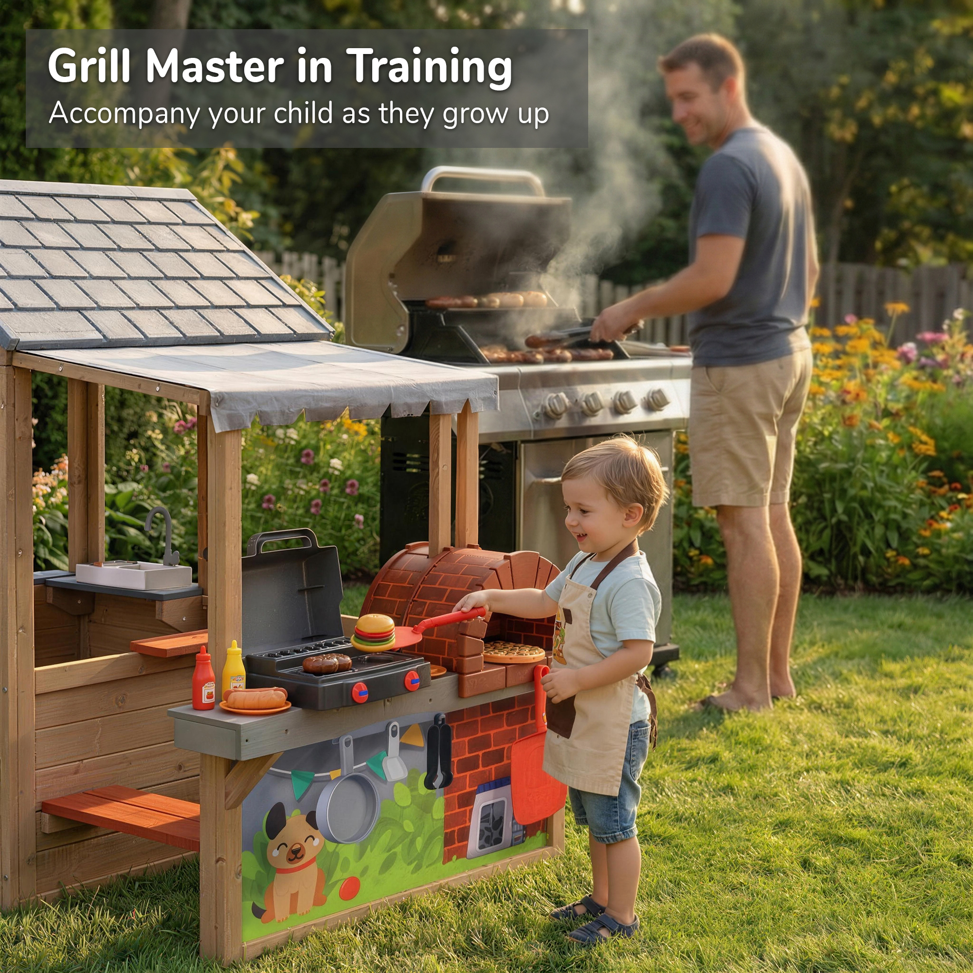 بيت لعب خشبي للأطفال مع شواية  - مراجعة Kids Outdoor Bbq وسعره