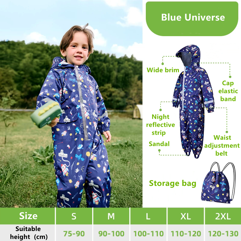 بدلة مطر للأطفال بتصميم كرتوني - مراجعة Kids Outdoor Jumpsuit وسعره