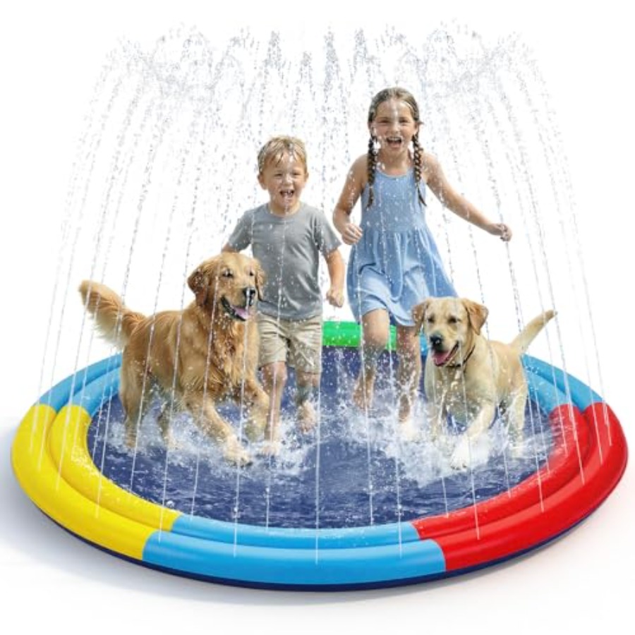سجادة رش مياه للكلاب، كبيرة جد - مراجعة Sprinkler Splash Pad وسعره